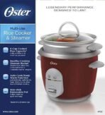 Oster 6-Cup Rice Cooker with Steamer, Red - Image 3