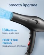 HappyGoo Hair Dryer Professional Ionic Hairdryer Fast Drying Salon with 2 Speed 3 Heat Setting, Cool Button, with Diffuser, Nozzle, Concentrator Comb for Women Man - Image 2