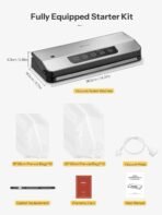 Vacuum Sealer, Reemix 8-in-1 Food Vacuum Sealer Machine with 65 KPA Powerful Suction, Food Vacuum Sealer with Build-out Cutter, 20 Vacuum Bags & Accessory Hose - Image 2