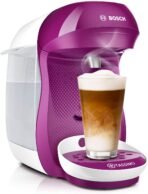 Tassimo Happy Capsule Machine TAS1001 Coffee Machine by Bosch, Over 70 Drinks, Fully Automatic, Suitable for All Cups, Space Saving, 1400 W, White/Pink