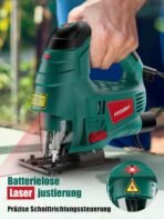 HYCHIKA Jigsaw HYCHIKA 800W, 4 Orbital Sets, Tilt Angle ±45°, 7 Saw Blades, Cord 2 Metres - Image 2