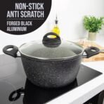 San ignacio Cooking Pots & Pans | Black Coloured | Non-Stick | Cool Touch Handles | Suitable for Induction, Electric and Gas Hobs (Black, 24cm Casserole Dish)