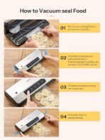 Vacuum Sealer, Reemix 8-in-1 Food Vacuum Sealer Machine with 65 KPA Powerful Suction, Food Vacuum Sealer with Build-out Cutter, 20 Vacuum Bags & Accessory Hose - Image 3