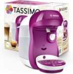 Tassimo Happy Capsule Machine TAS1001 Coffee Machine by Bosch, Over 70 Drinks, Fully Automatic, Suitable for All Cups, Space Saving, 1400 W, White/Pink - Image 2